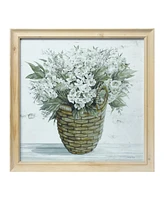 Slickblue Wood Framed Floral Basket Print (Set of 2) 17"sq Wood/glass