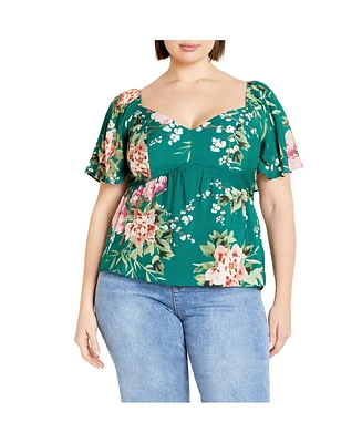 City Chic Plus Marci Print Top