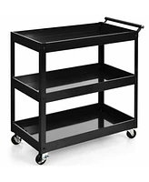 Sugift 3-Tier Utility Cart with Steel Frame and Four Wheels