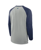 Nike Men's Heather Gray/Navy Seattle Mariners Authentic Collection Game Time Raglan Performance Long Sleeve T-Shirt