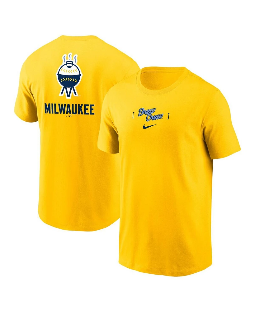 Nike Men's Gold Milwaukee Brewers City Connect 2-Hit T-Shirt