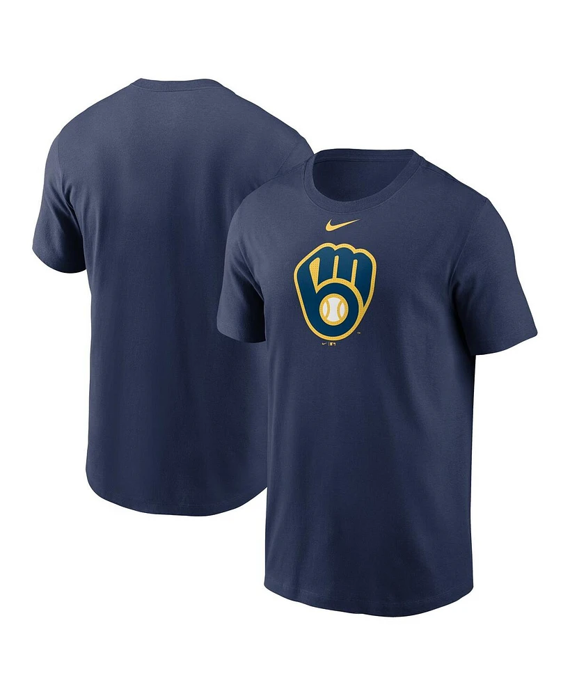 Nike Men's Navy Milwaukee Brewers Fuse Logo T-Shirt