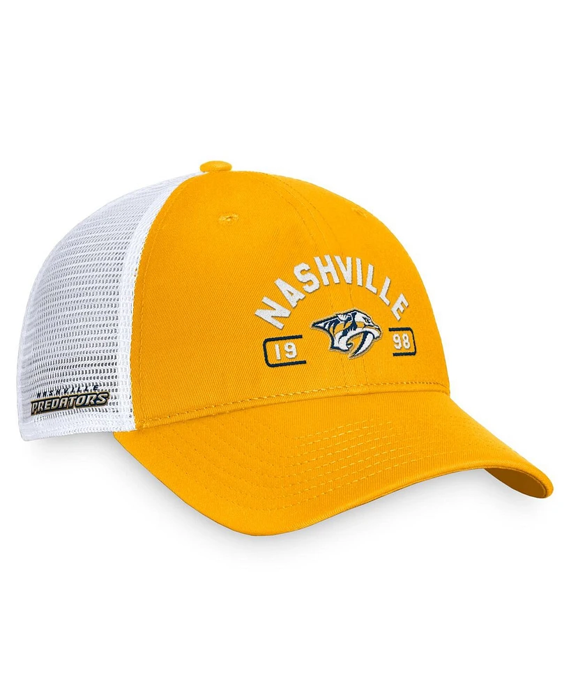 Fanatics Men's Gold/White Nashville Predators Free Kick Trucker Adjustable Hat