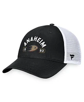 Fanatics Men's Black/White Anaheim Ducks Free Kick Trucker Adjustable Hat