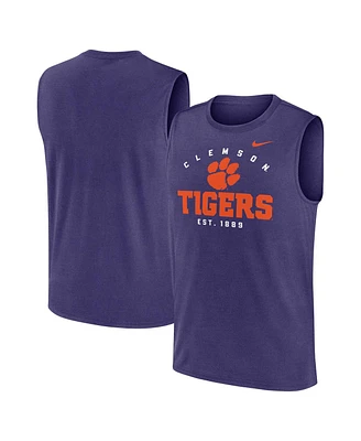 Nike Men's Purple Clemson Tigers Primetime Legend Lock Up Performance Muscle Tank Top