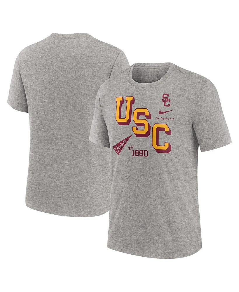 Nike Men's Heather Gray Usc Trojans Blitz Roll Call Tri-Blend T-Shirt