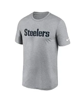 Nike Men's Heather Gray Pittsburgh Steelers Primetime Legend Wordmark Performance T-Shirt