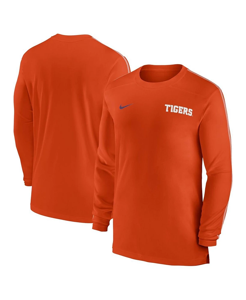 Nike Men's Orange Clemson Tigers 2024 Sideline Coach Uv Performance Long Sleeve T-Shirt