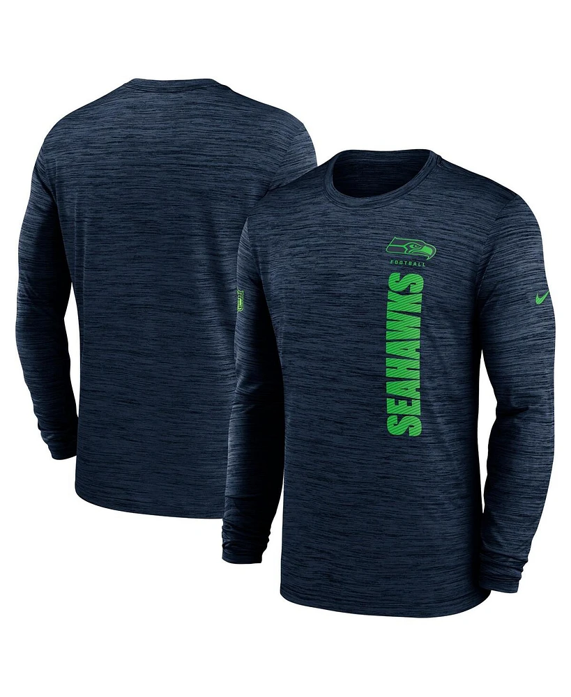 Nike Men's College Navy Seattle Seahawks 2024 Sideline Velocity Performance Long Sleeve T-Shirt