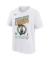 Nike Big Boys and Girls White Boston Celtics 2024 Nba Finals Champions Celebration Roster T-Shirt