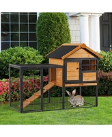 Simplie Fun Spacious Rabbit Hutch Sturdy, Weather Resistant Outdoor Home with Easy Cleanup