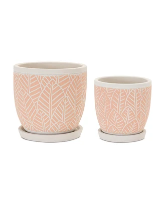 Slickblue Pink Chic Pot with Saucer (Set of 2)