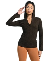 Dai Moda Women's Oak Hooded Cashmere Sweater