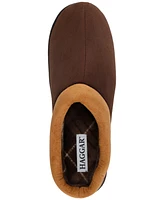 Haggar Men's Indoor/Outdoor Microsuede Clog Slipper with Plaid Fleece Lining