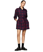 Tommy Jeans Women's Belted Checkered Shirt Dress