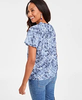 Style & Co Women's Printed Flutter-Sleeve Top