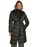 Donna Karan New York Women's Belted Hooded Puffer Coat