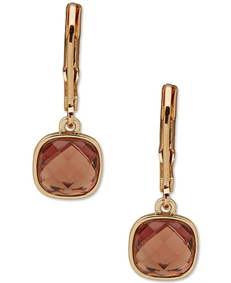 Anne Klein Gold-Tone Square Stone Drop Earrings