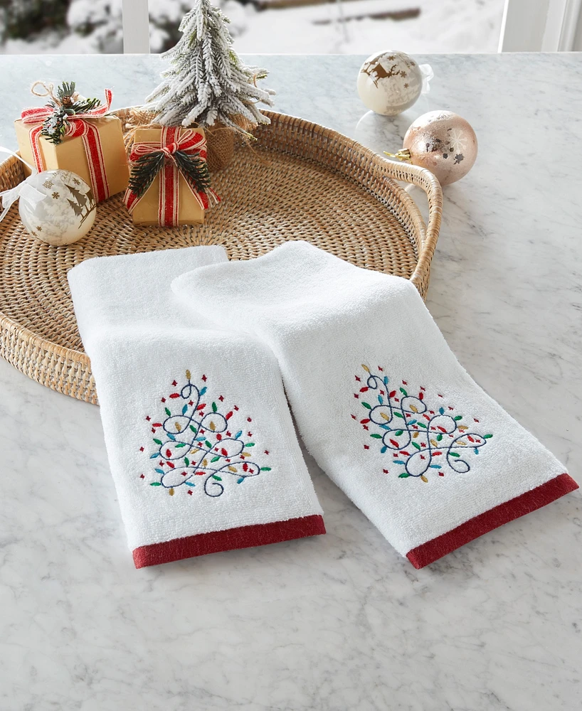 Holiday Lane Tree Light Embroidered 2-Pc. Hand Towel Set, Exclusively at Macy's