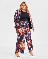 I.n.c. International Concepts Women's High-Rise Printed Satin Wide-Leg Pants, Created for Macy's