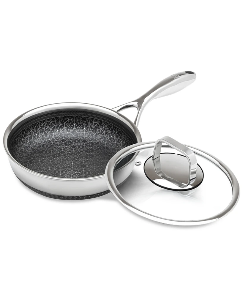 Livwell DiamondClad 8" Hybrid Nonstick Stainless Steel Frying Pan with Tempered Glass Lid