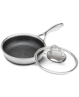 Livwell DiamondClad 8" Hybrid Nonstick Stainless Steel Frying Pan with Tempered Glass Lid