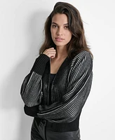 Dkny Women's Contrast Ribbed Open-Front Cardigan