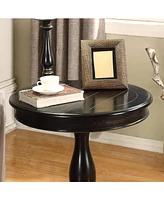 Simplie Fun Round Wood Pedestal Side Table, Black