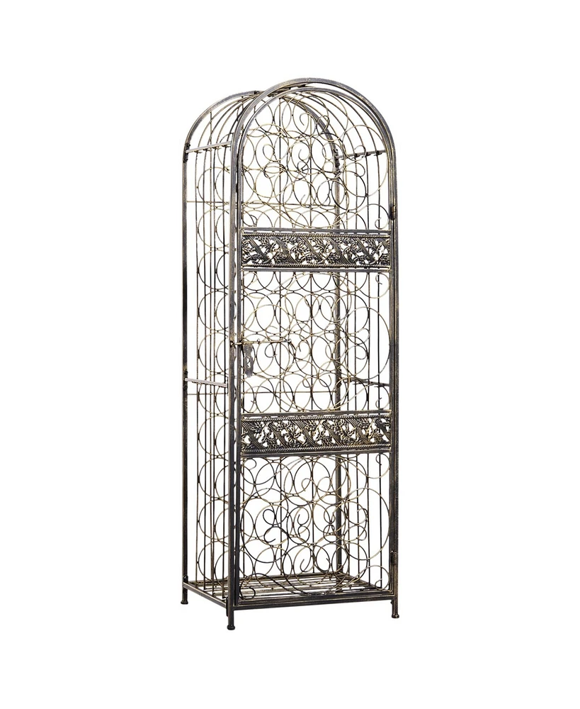 Homcom 45 Bottle Large Metal Floor Freestanding Locking Wine Rack Jail Renaissance Cage
