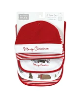 Hudson Baby Boys Unisex Cotton Bib and Headband or Caps Set