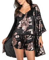 Midnight Bakery Women's 2-Pc. Floral Hammered Satin Cami Pajamas Set