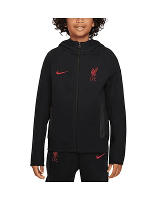 Nike Big Boys and Girls Black Liverpool 2024/25 Tech Fleece Full-Zip Hoodie Jacket