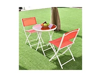 3 Pieces Patio Folding Bistro Set for Balcony or Outdoor Space