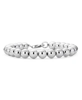 Bling Jewelry Simple Plain Hand Strung Polish Round Light Weight Sterling Silver Bead 8MM Ball Strand Bracelet For Women 9 Inch