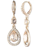 Givenchy Gold-Tone Mixed Cut Crystal Double Drop Earrings