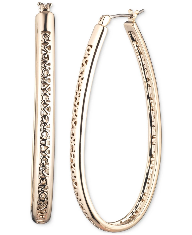 Givenchy Gold-Tone Openwork Logo Elongated Hoop Earrings