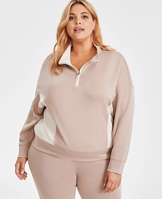 And Now This Trendy Plus Colorblocked Quarter-Zip Top, Created for Macy's