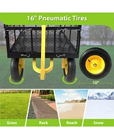 Sturdy Garden Cart 1400 Lbs Load Capacity, Steel Mesh Bed