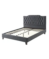 Streamdale Furniture Modern Gorgeous Polyfiber Tufted Queen Size Bed 1 Piece Bed Frame Upholstered Headboard