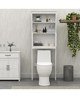 Streamdale Furniture Over The Toilet Rack 2 - Tier Toilet Bathroom Spacesaver Storage Shelf With 2 Doors Wood Storage