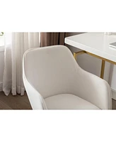 Streamdale Furniture Adjustable modern velvet office chair, ivory