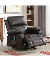 Streamdale Furniture Oversized Recliner Chair with Massage, Heat & Usb - Brown