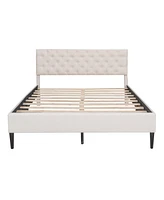 Streamdale Furniture Upholstered Linen Platform Bed, Queen Size