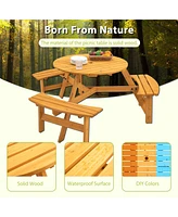 Streamdale Furniture 6-Person Circular Wooden Picnic Table - Natural