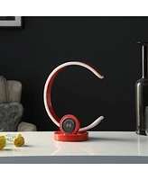 Streamdale Furniture 13.25" In Modern C Shape Led with Usb/Wireless Charger Port And Touch Dimmer Bright Red Table Lamp