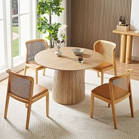 Streamdale Furniture Round Dining Table Modern Wood Kitchen Table 47.24" Circular Tabletop For Leisure Coffee Table Oak