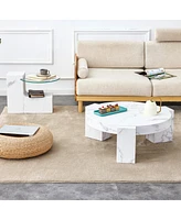 Streamdale Furniture Marble Textured Mdf Coffee Table Set for Home Decor