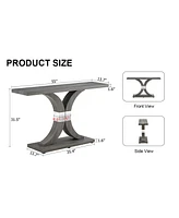 Streamdale Furniture Gray Wood Foyer Table With Stainless Steel Bracket