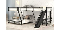 Streamdale Furniture L-Shaped Twin Over Full Bunk Bed With Twin Size Loft Bed, Built-In Desk And Slide