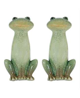 Slickblue Garden Frog Figurines - Set of 2 Outdoor Decor Pieces